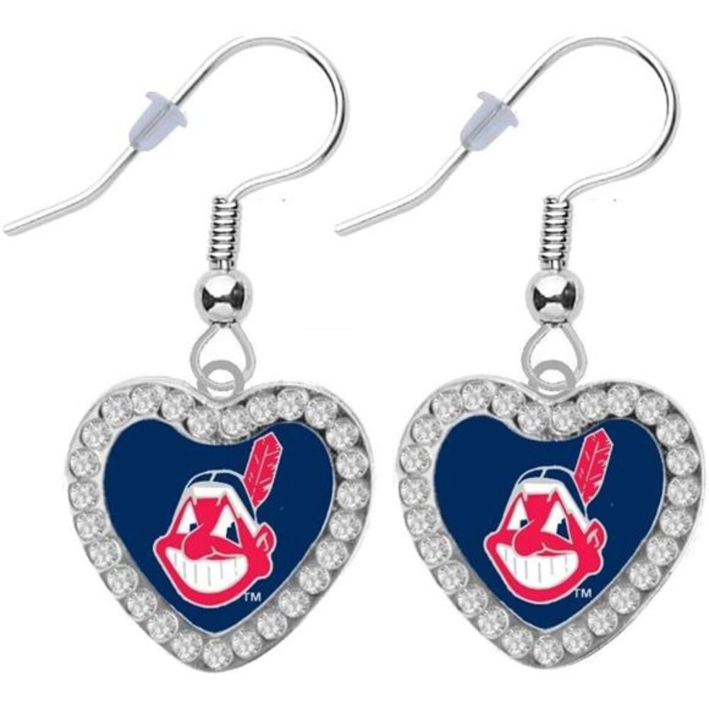 New Cleaveland Indians Guardians Baseball Swirl Heart Earrings Pierced for Women